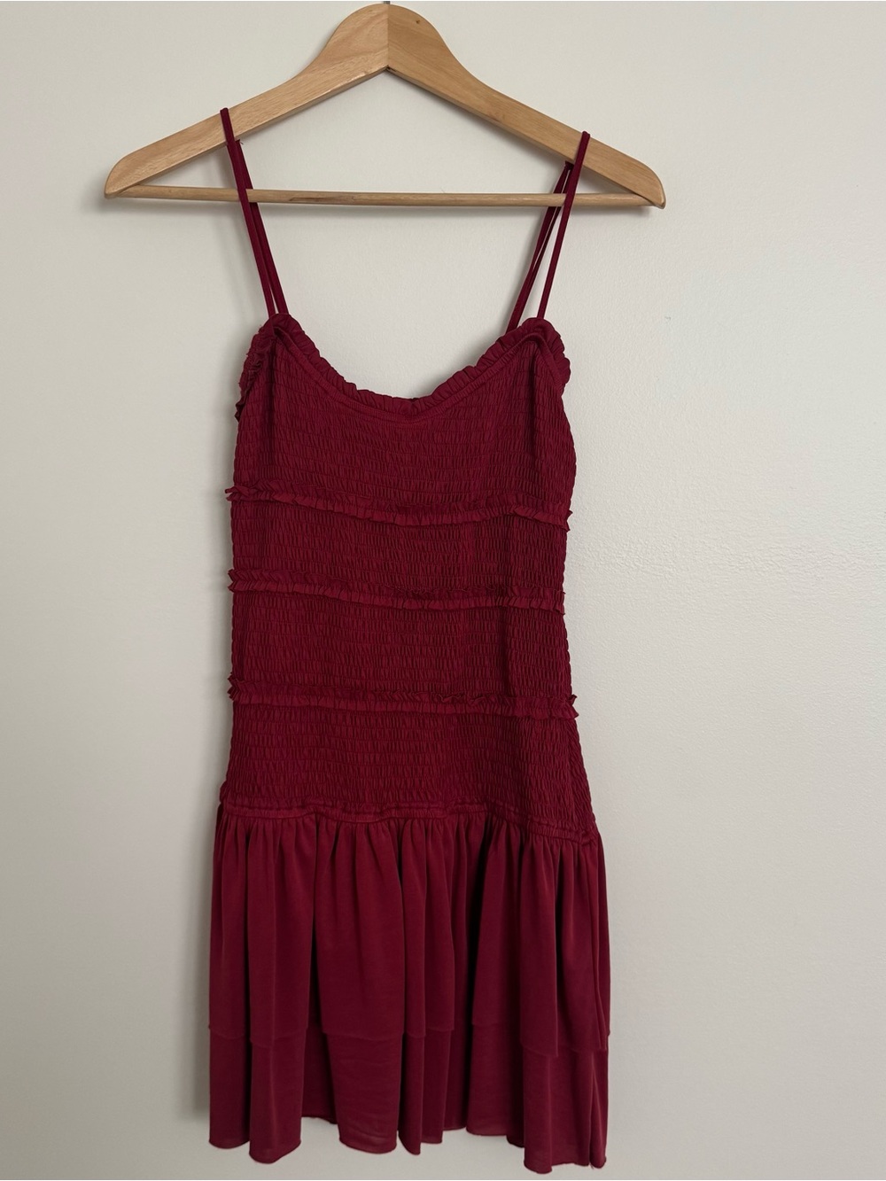 Urban Outfitters Wine Smocked Mini Dress